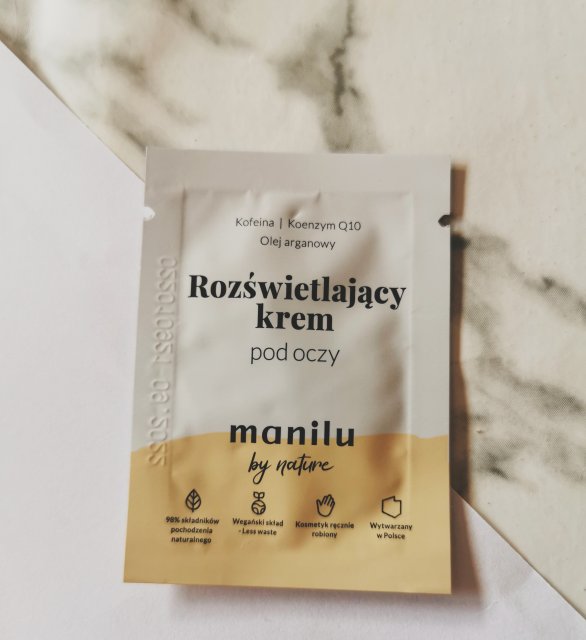 manilu Krem pod oczy, Rozświetlający, Kofeina, koenzym Q19 i olej arganowy