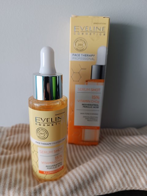 Eveline Face Therapy Professional, Serum Shot, Serum do twarzy, 15% witaminy C+Cg, Rozświetlenie