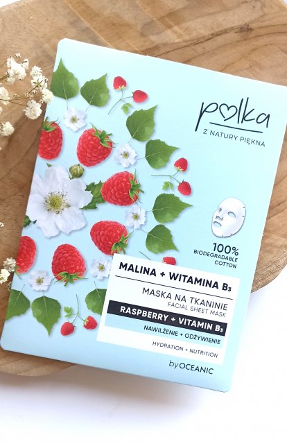 Polka Maska do twarzy na tkaninie, Nawilżenie + Odżywienie, Malina + Witamina B3