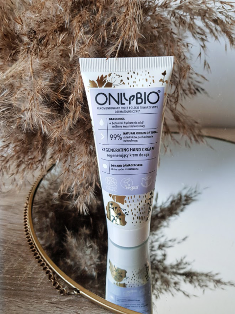 Regenerujący krem do rąk z bakuchiolem i roślinnym kwasem hialuronowym, OnlyBio
