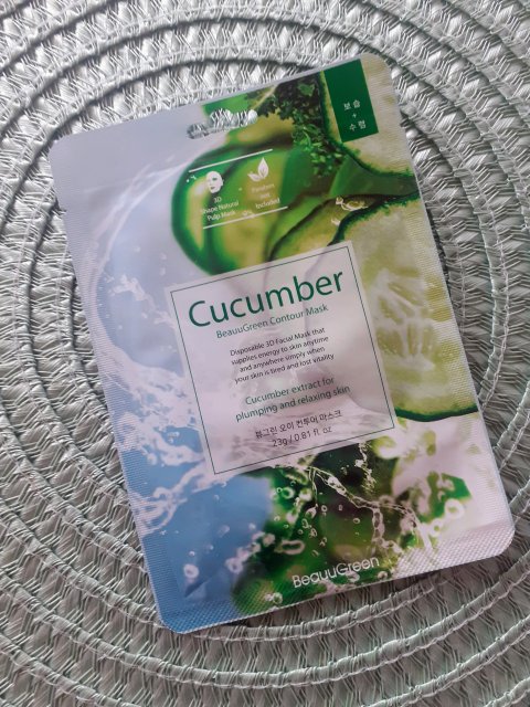 BeauuGreen Maska do twarzy w płacie, Contour Mask, Cucumber