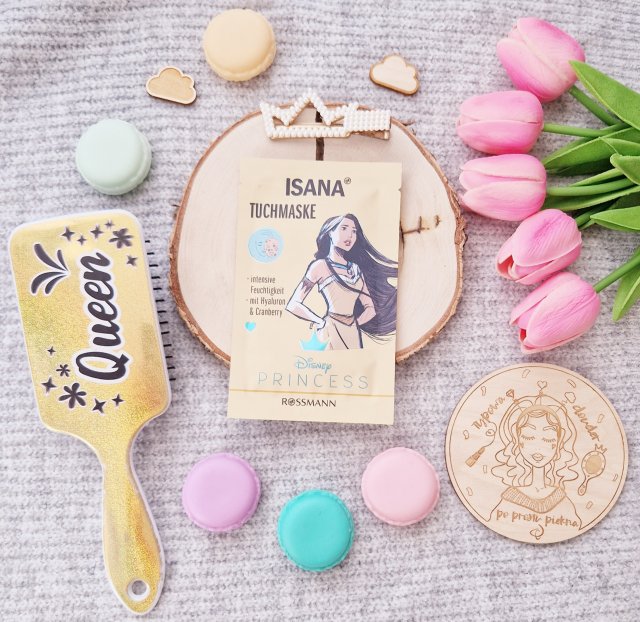 Isana Disney Princess, Maseczka do twarzy w płacie, Hyaluron & Cranberry, Pocahontas