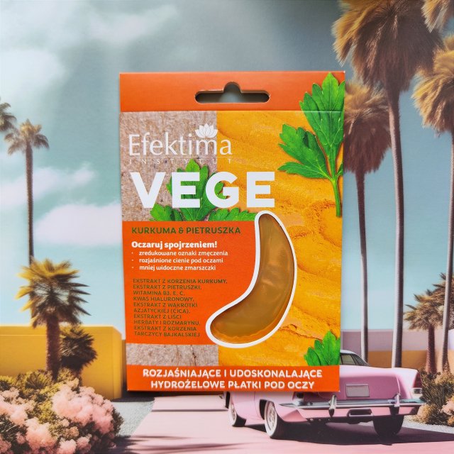 Efektima Vege, Płatki pod oczy, Hydrożelowe, Rozjaśniające i udoskonalające, Kurkuma & Pietruszka
