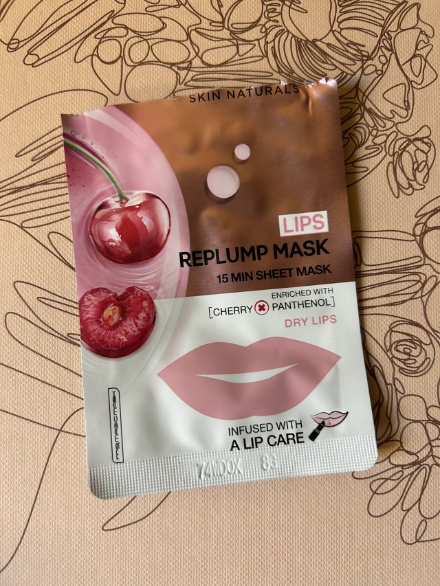 Garnier Skin Naturals, Maska do ust w płacie, Lips Replump Mask, Cherry & Panthenol