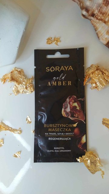Soraya Gold Amber, Maseczka na twarz, szyję i dekolt, Bursztynowa, Regenerująca