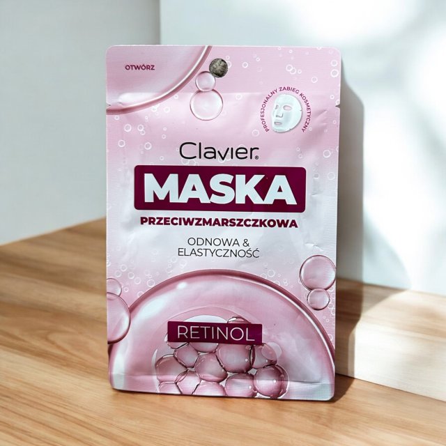 Clavier Maska do twarzy w płacie, Przeciwzmarszczkowa, Odnowa & Elastyczność, Retinol
