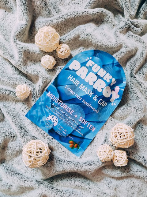 Maxbrands Marketing B.V. Maska do włosów w czepku, Funky Parrot, Moisturise + Soften