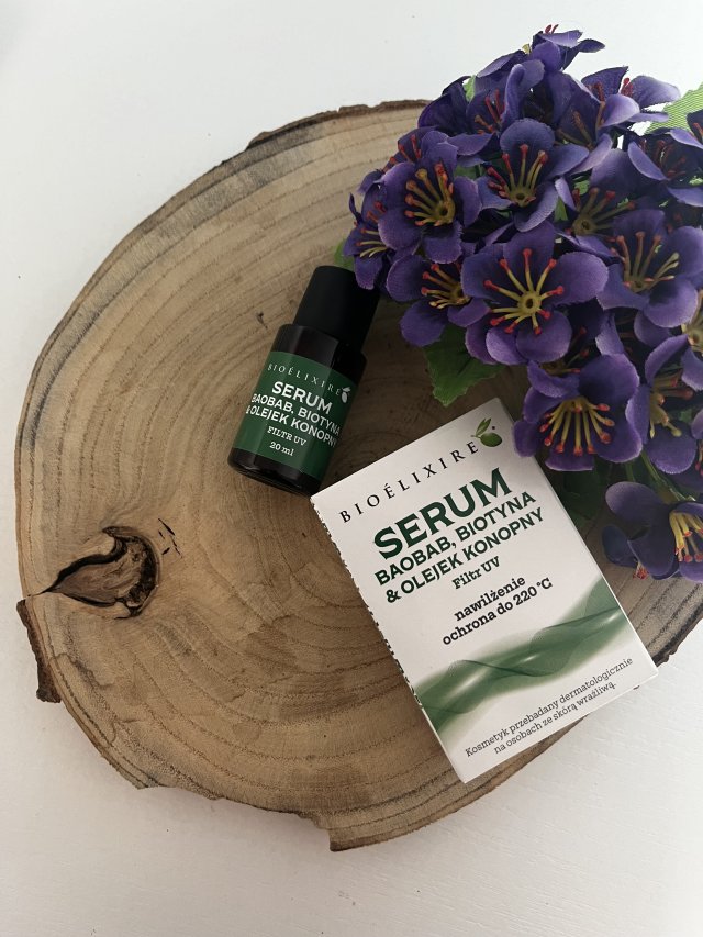Bioélixire Serum do włosów, Baobab, biotyna & olejek konopny, Filtr UV