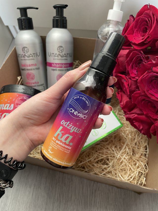 OnlyBio Hair in Balance, Odżywka do włosów, Bez spłukiwania, Ekstrakt z akacji i olej brolułowy