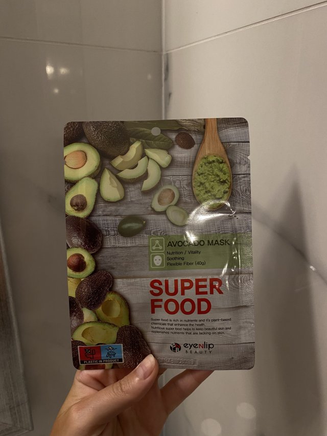 Eyenlip Beauty Maska do twarzy w płacie, SuperFood Avocado, O działaniu odżywiającym, łagodzącym i przywracającym witalność 