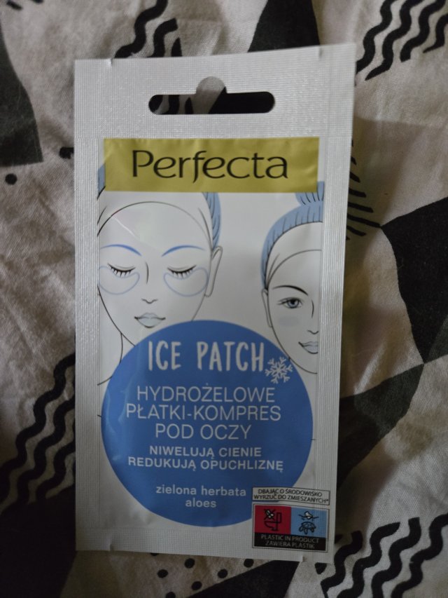 Perfecta Ice Patch, Hydrożelowe płatki kompres pod oczy przeciw cieniom i opuchliźnie, Zielona herbata i aloes