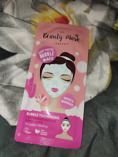 The Beauty Mask Company Maska do twarzy w płacie, Bąbelkowa, Crazy Cactus Bubble Mask