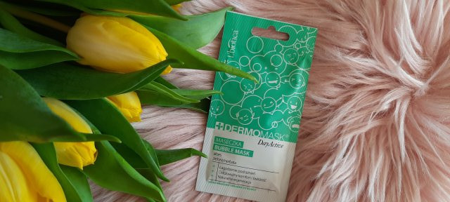 L'biotica Dermomask, Maseczka do twarzy, Day Active, Bubble Mask, Aloes i Zielona Herbata