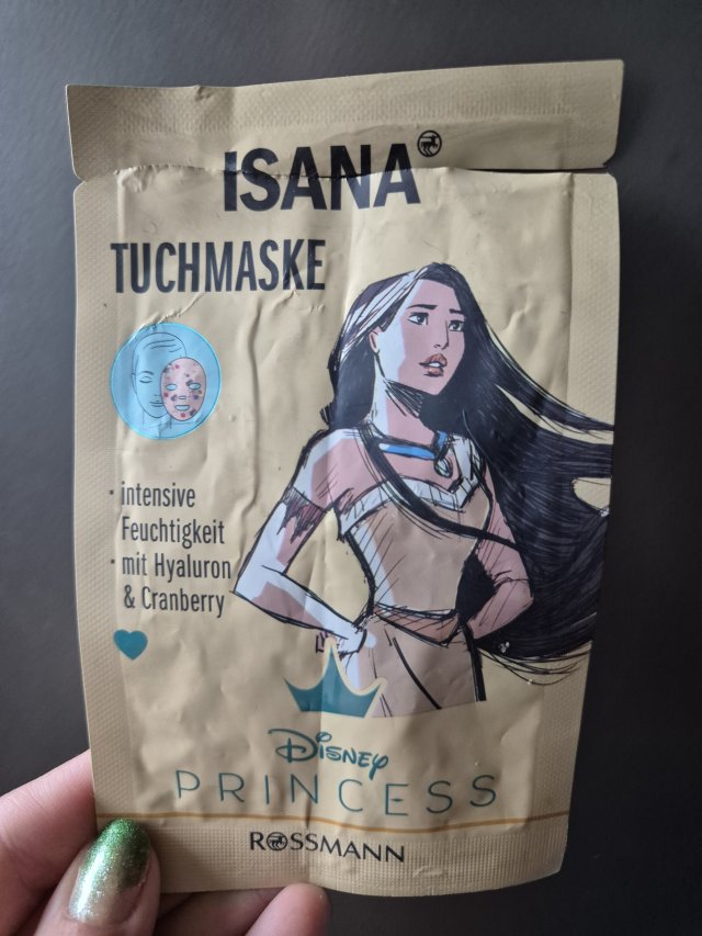 Isana Disney Princess, Maseczka do twarzy w płacie, Hyaluron & Cranberry, Pocahontas