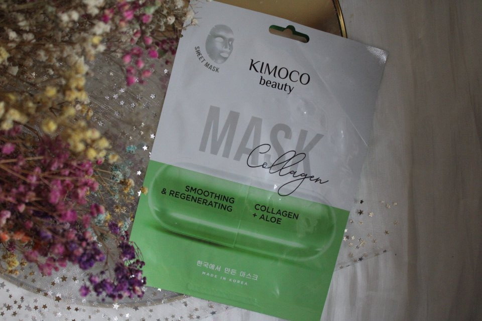Kimoco Beauty Maska do twarzy w płacie, Collagen, Collagen + Aloe, Wygładzająco-regenerująca, Kolagen i Aloes 