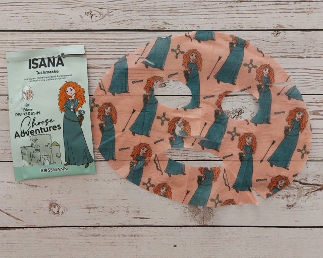 Isana Disney Princess, Maseczka do twarzy w płacie, Hyaluron & Gojibeeren-Extrakt, Merida