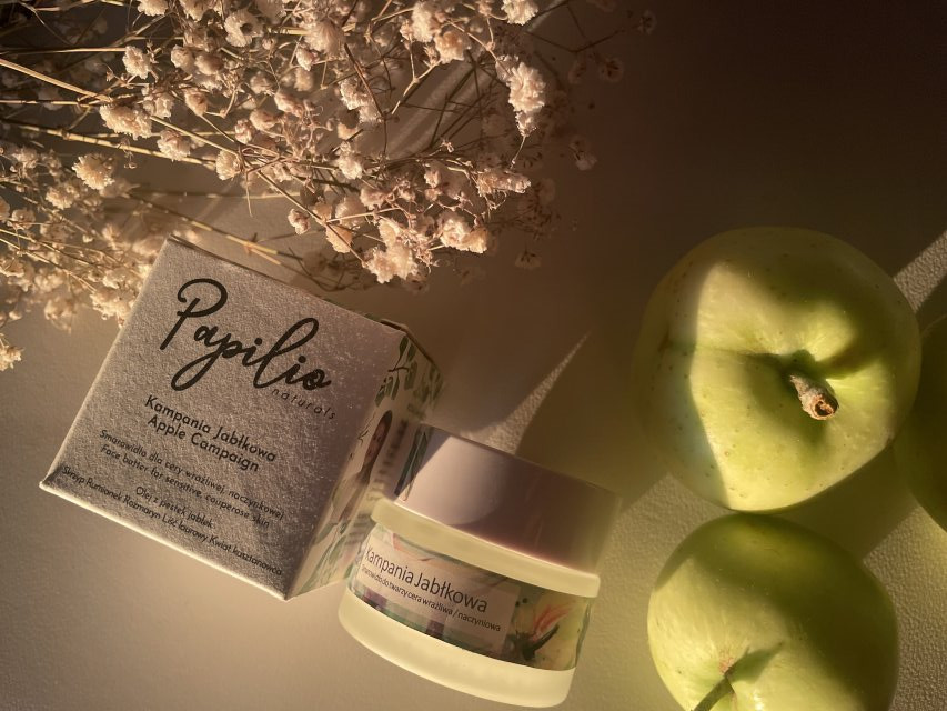Papilio Naturals Smarowidło do twarzy, Kampania Jabłkowa, Dla cery wrażliwej, naczynkowej