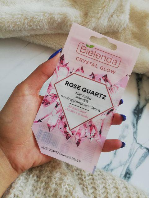 Bielenda Crystal Glow, Maseczka-primer do twarzy, Nawilżająco-rozświetlająca, Rose Quartz, Różowy kwarc i ekstrakt z orchidei