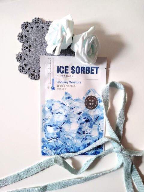 MISSHA Ice Sorbet Sheet Mask Cooling Moisture, Maska do twarzy w płacie, Nawilżająco-chłodząca 