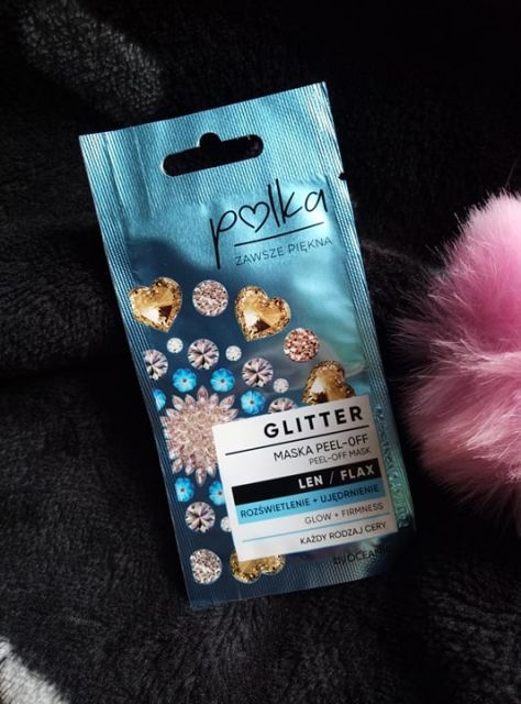 Polka Glitter, Maska do twarzy, Peel-off, Rozświetlenie + ujędrnienie, Len