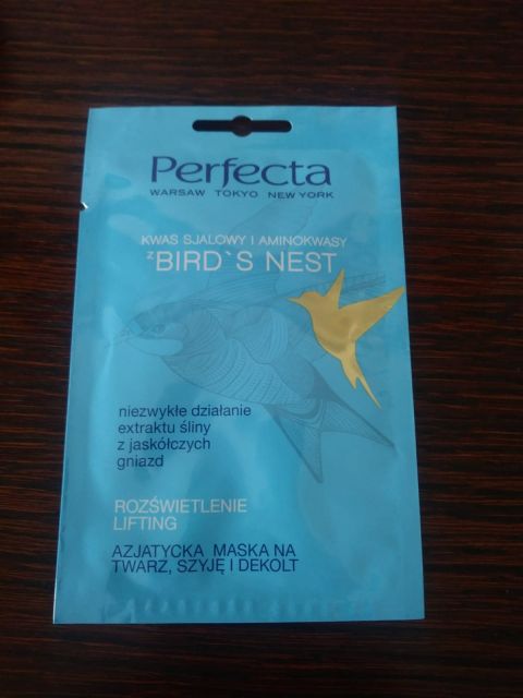 Perfecta Bird`s Nest, Maseczka do twarzy, Rozświetlenie i lifting, Kwas sjalowy i aminokwasy