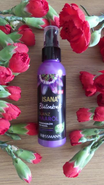 Isana Blütenkraft, Olejek do włosów, Nadający połysk, Kwiat marakui i olej ryżowy