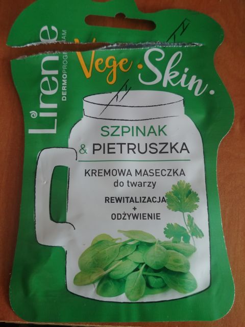 Lirene Vege Skin, Maseczka do twarzy, Kremowa, Rewitalizacja + odżywienie, Szpinak & Pietruszka