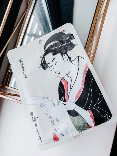 Mitomo Maska do twarzy w płacie, Ukiyo-e, Z Perłami i Kwiatem Wiśni Japońskiej