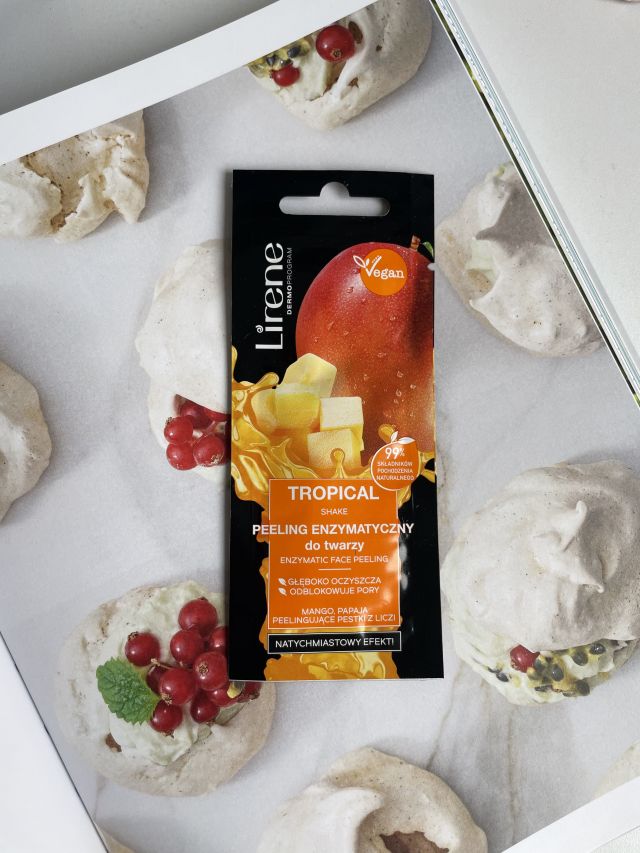 Lirene Dermoprogram, Peeling enzymatyczny do twarzy, Tropical Shake, Mango i Papaja