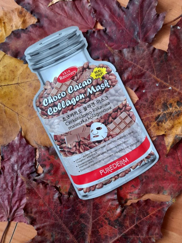 Purederm Maska do twarzy w płacie, Kolagenowa, Czekolada