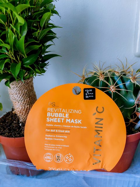 PS... Maseczka do twarzy w płacie, Vitamin C, Revitalizing Bubble Sheet Mask 