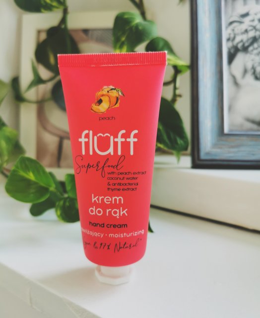 Fluff Superfood, Krem do rąk, Antybakteryjny i nawilżający, Brzoskwinia