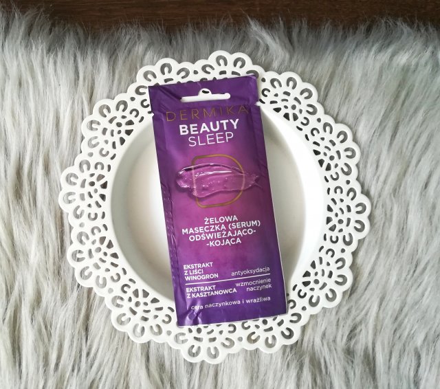 Dermika Beauty Sleep, Maska-serum do twarzy, Żelowa, Odświeżająco - kojąca, Ekstrakt z liści winogron i kasztanowca 