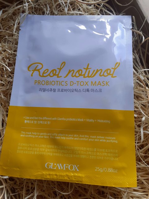 GLAMFOX Maska do twarzy w płacie, Real Natural, Probiotyczna, Detoksykująca