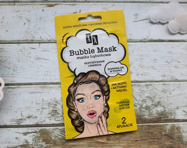 AA Bubble Mask, Maska bąbelkowa do twarzy, Oczyszczanie i energia, 24k złoto + aktywny wegiel