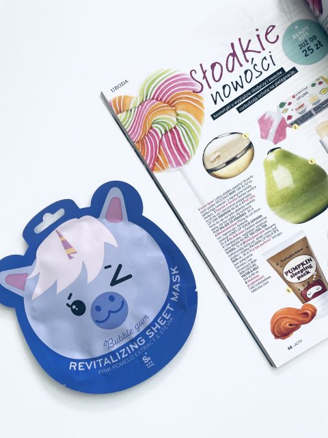SINSAY Rewitalizująca maska w płachcie, Bubble Gum, Ekstrakt ze stewii i pink pomelo