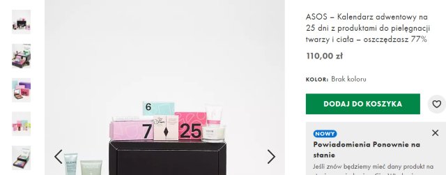 Kalendarz adwentowy ASOS- błąd cenowy
