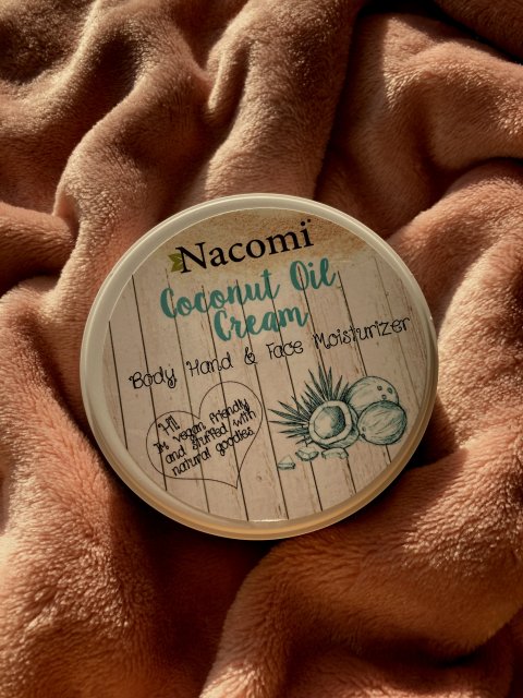 Nacomi Krem do twarzy, ciała i rąk, Coconut Oli Cream, Naturalny olej kokosowy w postaci jedwabistego kremu