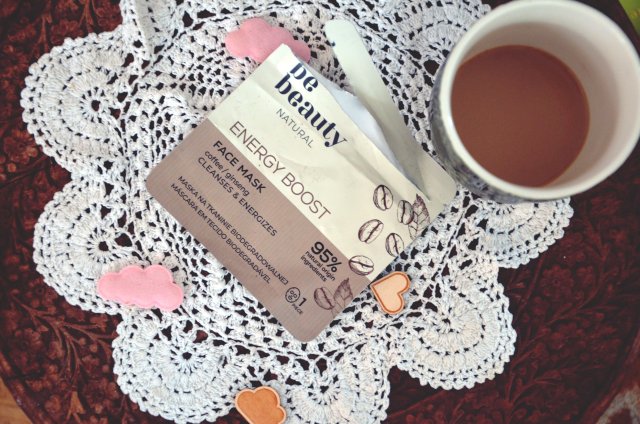 BeBeauty Natural, Maska do twarzy na tkaninie biodegradowalnej, Energy Boost, Coffee/Ginseng