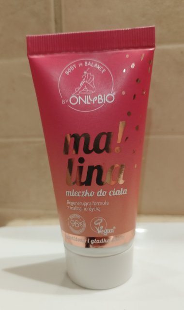 OnlyBio Body in Balance, Mleczko do ciała, Ma!lina, Malina nordycka, Regenerująca formuła