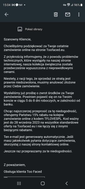 Błąd cenowy Too Faced