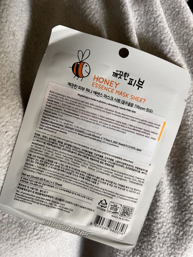 Esfolio maseczka do twarzy w płacie Honey essence 