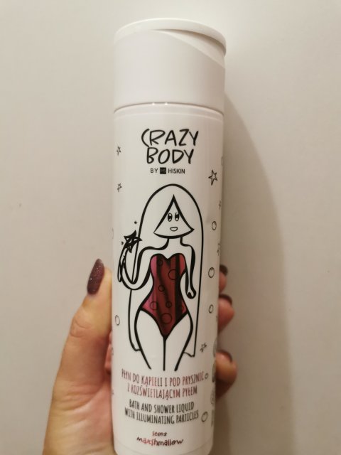 Hiskin Crazy Body, Płyn do kąpieli i pod prysznic, Z rozświetlającym pyłem, Marshmallow 