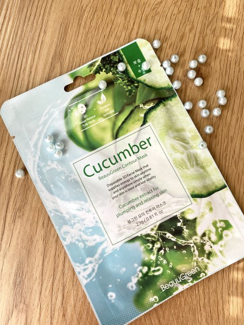 BeauuGreen Maska do twarzy w płacie, Contour Mask, Cucumber