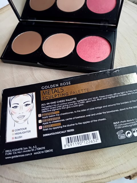 Golden Rose Metals Sculpting Palette, Metaliczna paleta do konturowania twarzy, 3w1