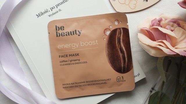 BeBeauty Natural, Maska do twarzy na tkaninie biodegradowalnej, Energy Boost, Coffee/Ginseng