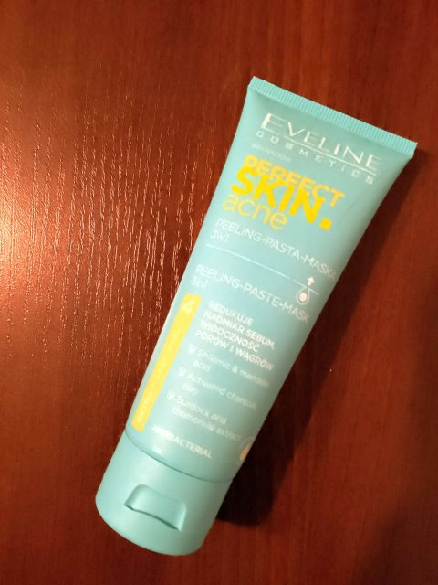 Eveline Perfect Skin. Acne, Peeling-pasta-maska do twarzy, 3w1, Mikrozłuszczający
