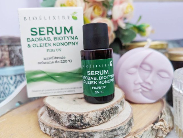 Bioélixire Serum do włosów, Baobab, biotyna & olejek konopny, Filtr UV
