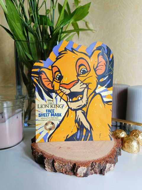 Topbrands Europe B.V. Disney, The Lion King, Maseczka do twarzy w płachcie, Simba, Relaksująca z wyciągiem z jagód goji