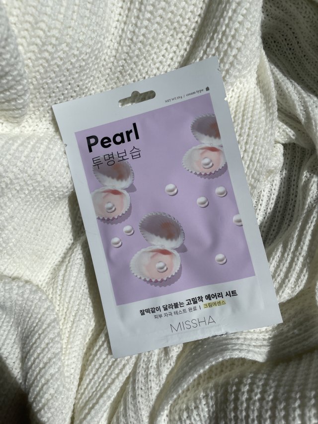 MISSHA Airy Fit Face Sheet Mask, Maska do twarzy w płacie, Pearl 
